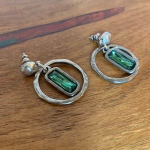 UNO de 50 Silver and Green Crystal Earrings